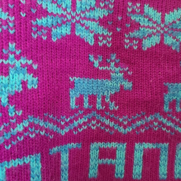Vintage Hanes size Medium Knit collar fair isle sweatshirt Montana Blue Purple - Picture 4 of 8